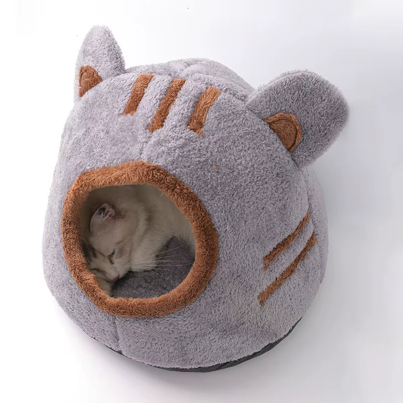 Pet Bed Sleeping House Puppy Nesting Cave Comfort Cat Bed Removable Kennel Bear Head Winter Warm Pet House for Cat and Dogs