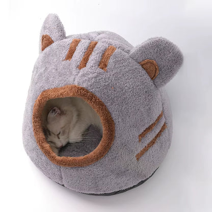 Pet Bed Sleeping House Puppy Nesting Cave Comfort Cat Bed Removable Kennel Bear Head Winter Warm Pet House for Cat and Dogs