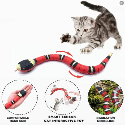 Automatic Cat Toys Interactive Smart Sensing Snake Teasetoys for Cats USB Charging Cat Accessories for Pet Cats Game Play To